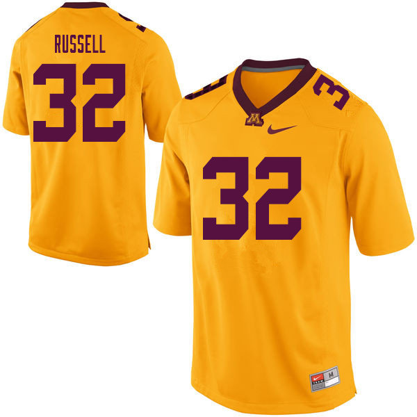 Men #32 Joe Russell Minnesota Golden Gophers College Football Jerseys Sale-Yellow